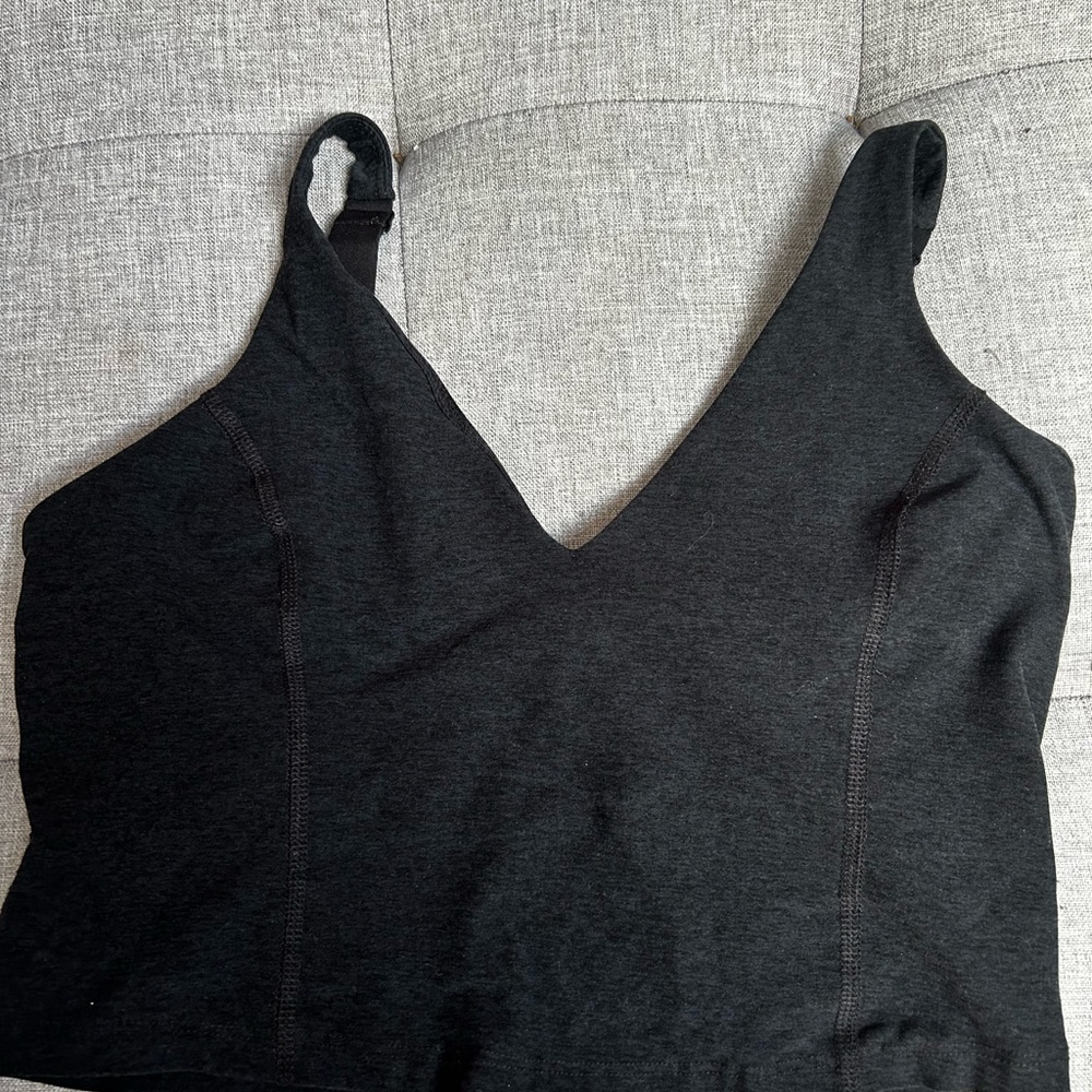 Beyond Yoga Charcoal V-Neck Sports Bra
